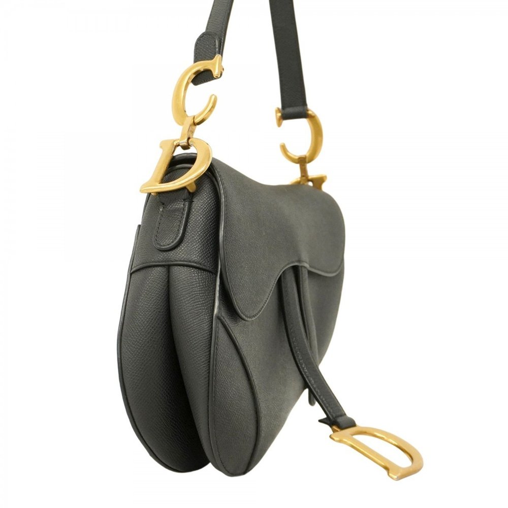 Christian Dior Handbag Saddle Bag Leather Black Women's - Picture 2 of 16
